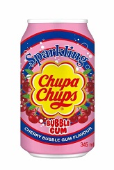 Напиток Chupa Chups Sparkling Bubble Gum-Cherry/ Бабл Гам-Черри /жесть/ 0,345л*24