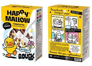 Шарики кукурузные HAPPY MALLOW B.DUCK шоколадные с мягким маршмеллоу /картон/ 240г*5