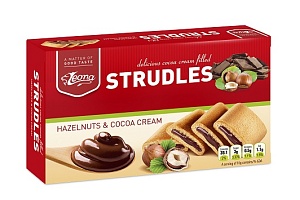 Печенье LEONA “Strudles” с шоколадно-ореховой начинкой /картон/ 150г*16