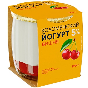 Йогурт КОЛОМЕНСКИЙ мдж 5% ВИШНЯ /стекло/ 170г*4