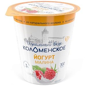 Йогурт КОЛОМЕНСКИЙ с мдж 3% МАЛИНА /пэт/ 300гр*4
