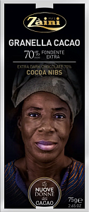 Шоколад ZAINI горький 70% с кусочками какао-бобов "Women of cocoa" 75г*12