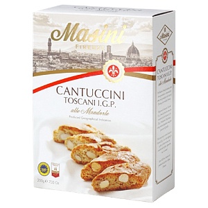 Печенье MASINI CANTUCCINI TOSCANI I.G.P с миндалем /картон/ 200г*12