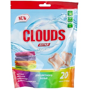 Капсулы для стирки CLOUDS Color (20 капсул) цветного белья Роза /дой-пак/ 160г*30
