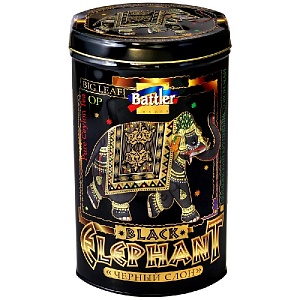 Чай BATTLER ELEPHANT BLACK OP Крупнолистовой цейлонский черный "ЧЕРНЫЙ СЛОН" /жесть/ 200г*6