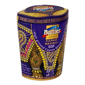 Чай BATTLER ELEPHAS MAXIMUS BOP Крупнолистовой цейлонский черный /жесть/ 100г*6