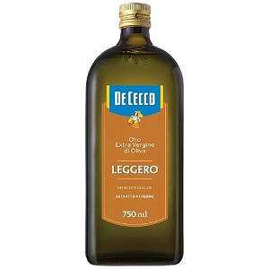 Масло DE CECCO LEGGERO оливковое Extra Vergine нерафинированное /стекло/ 750мл*12