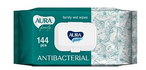 АУРА  Влаж. салфетки FAMILY big-pack  144шт/12/НОВИНКА