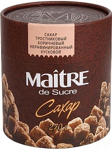 Сахар MAITRE DE SUCRE тростниковый коричневый нерафинированный /картон/ 270г*6