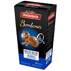 Конфеты DELAVIUDA Bombones из молочного шоколада БЕЗ САХАРА 150г*12
