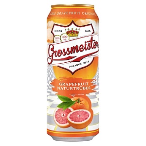 Пивной напиток GROSSMEISTER Grapefruit нефильтрованный 2.0% /жесть/ 0,5л*24