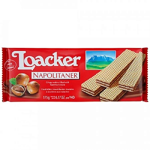 Вафли LOACKER CLASSIC хрустящие с лесным орехом 175г*18