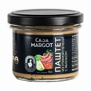 Паштет CASA MARGOT из утиной печени с яблоком /стекло/ 90г*10
