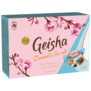 Конфеты FAZER Geisha из молочного шоколада с карамелью и морской солью /картон/ 150г*12