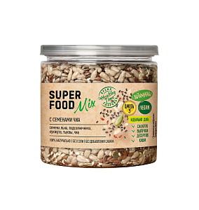 Смесь семян SUPER FOOD Mix с семенами чиа /пл.банка с ключом/ 300г*6