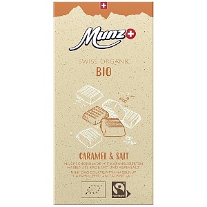 Шоколад MUNZ BIO молочный с карамелизированным фундуком и солью 100г*12