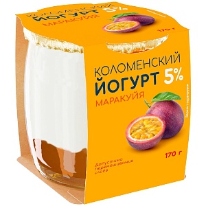 Йогурт КОЛОМЕНСКИЙ мдж 5% МАРАКУЙЯ /стекло/ 170г*4