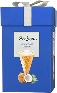 Мини-рожок SORBON хрустящий с начинкой КОКОС Синий /картон/ 200г*9