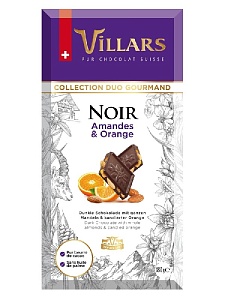 Шоколад VILLARS темный с цел.миндалём и цукатами из апельсиновых корочек 180г*10