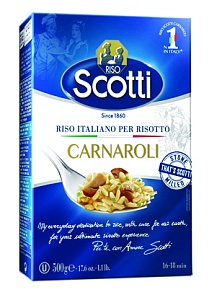 Рис Riso Scotti Carnaroli шлифованный длиннозерный (вак.уп., картон) 500г*12