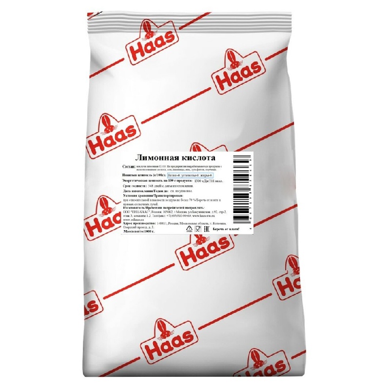 Кислота HAAS Лимонная /пакет/ 1000г*8