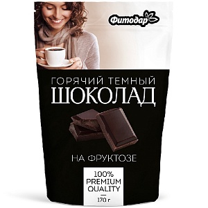 Какао-напиток ФИТОДАР "Горячий шоколад ТЕМНЫЙ" на фруктозе /дой-пак/ 170г*12