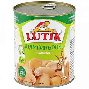 Шампиньоны 10008 LUTIK резаные /жесть/ 850мл*12