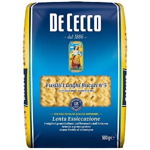 Макаронные изделия DE CECCO №5 Fusilli lunghi bucati (Фузилли лунги букати) 500г*24