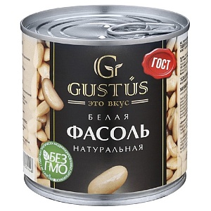 Фасоль GUSTUS белая натуральная /жесть-ключ/ 400г*12