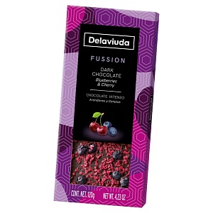 Шоколад DELAVIUDA горький с черникой и вишней 120г*12