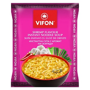 Лапша VIFON быстрого приготовления Вкус креветки /пакет/ 60г*30