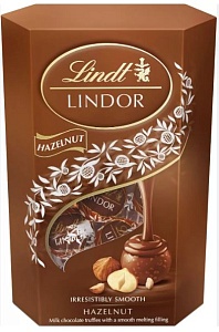 Конфеты LINDT LINDOR Ореховое пралине Hazelnut /картон/ 200г*8