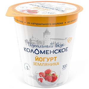 Йогурт КОЛОМЕНСКИЙ с мдж 3% ЗЕМЛЯНИКА /пэт/ 300гр*4