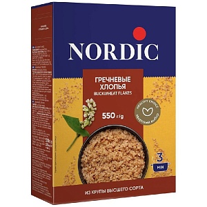 Хлопья NORDIC BUCKWHEAT FLAKES гречневые /картон/ 550г*12