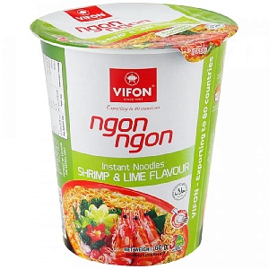 Лапша VIFON быстрого приготовлениия "Креветки и лайм" /стакан/ 60г*24