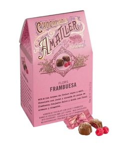 Конфеты AMATLLER 1635 FLORS FRAMBUESA шоколадные с малиновой начинкой /картон/ 72г*9
