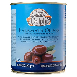 Маслины DELPHI KALAMATA с косточкой Colossal 121-140 /жесть/ 820г*12