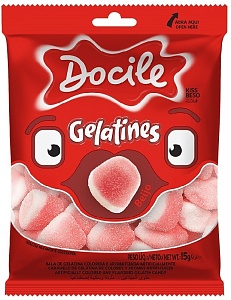 Жевательный мармелад DOCILE GELATINES KISS (ПОЦЕЛУИ со вкусом клубники) /пакет/ 80г*24