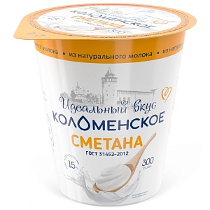 Сметана КОЛОМЕНСКОЕ мдж 15% /стакан/ 300г*4