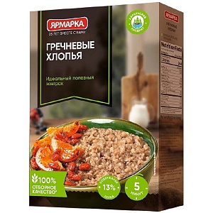 Хлопья ЯРМАРКА гречневые /картон/ 350г*12