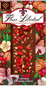 Шоколад Fleur Libertad молочный с клюквой и грецким орехом 80г*10
