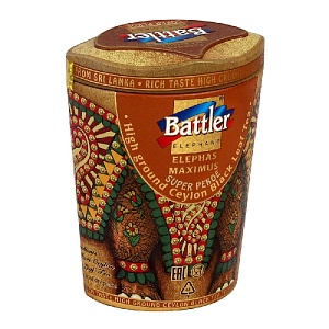 Чай BATTLER ELEPHAS MAXIMUS SUPER PEKOE Крупнолистовой цейлонский черный /жесть/ 100г*6