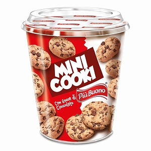 Печенье PIU BUONO мини Mini Cooki с шоколадной крошкой /банка/ 125г*12