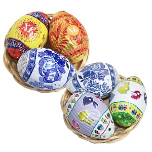 Шоколадное яйцо ПН-7 "Яйцо 3шт" в корзинке /гофрокороб/ 90г*16