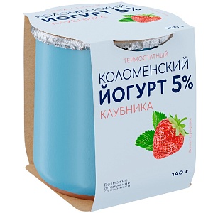 Йогурт КОЛОМЕНСКИЙ термостатный КЛУБНИКА 5.0% /керамика/ 140г*4