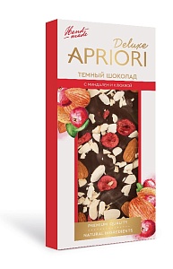 Шоколад APRIORI Deluxe горький с миндалем и клюквой /картон/ 85г*7