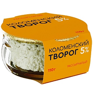 Творог КОЛОМЕНСКИЙ 5% рассыпчатый /стекло/ 110г*4
