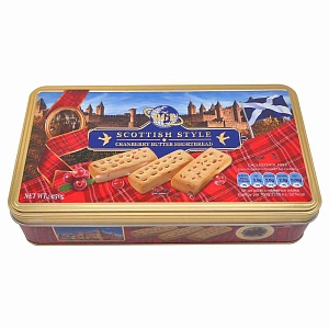 Печенье HUAMEI SHORTBREAD Шотландское печенье с клюквой в подарочной упаковке /жесть/ 250г*12