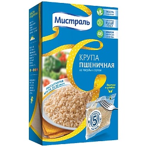 Крупа МИСТРАЛЬ Пшеничная (5х80г) в пакетиках /картон/ 400г*6