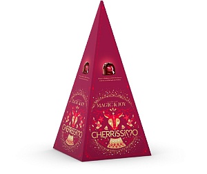 Конфеты MIESZKO Cherrissimo classic choinka пралине в темн. шок.с ликером и цел. вишней без кост. /картон/ 115г*8